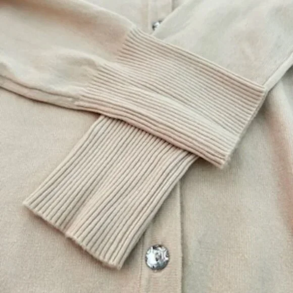 NWT Wool Blend Premium Quality Cream Sweater Cardigan With Rhinestone Buttons - Picture 5 of 9